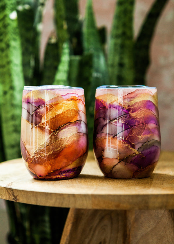 Plantaby Hand Painted Stainless Steel Wine Tumbler